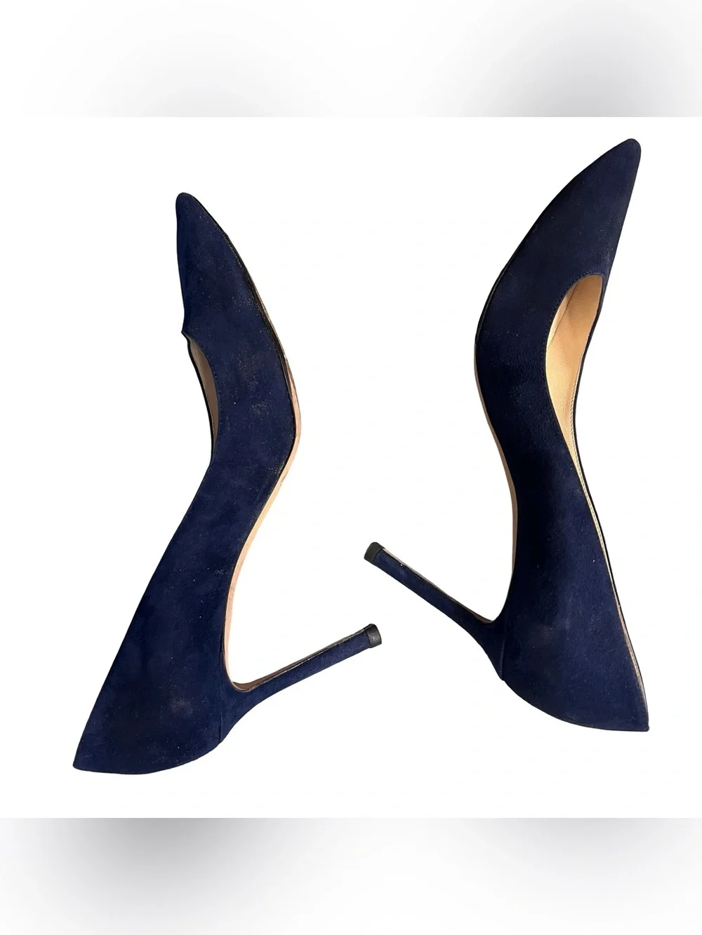 Jimmy Choo Women’s Sz 8.5 Navy Blue Suede Romy 85 Pointed Toe Heels